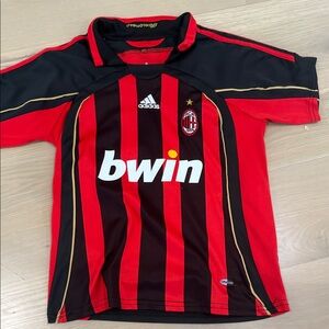 Adidas Kids Red and Black Striped Jersey